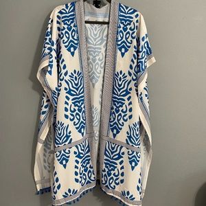 Blue & cream colored kimono